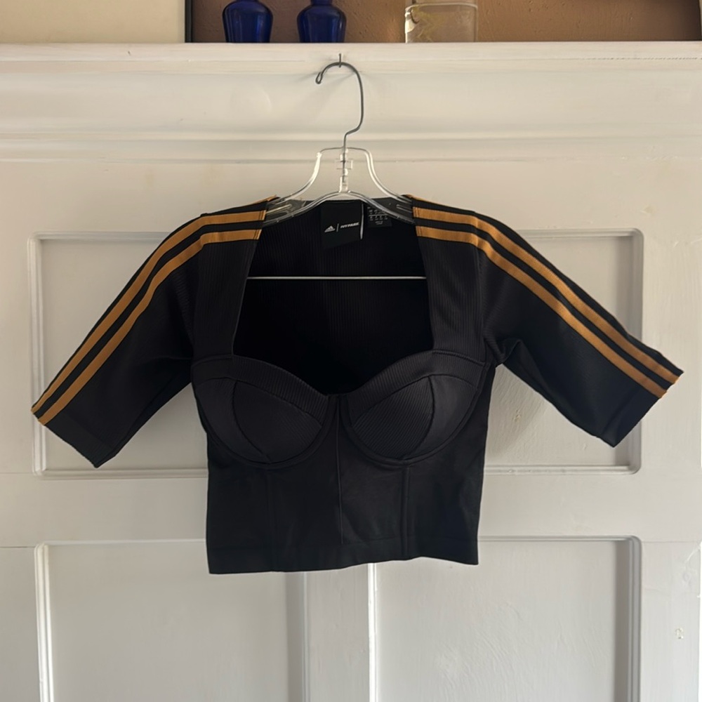 Adidas Ivy Park Beyonce Black Circular Knit Crop Top - never worn Size M